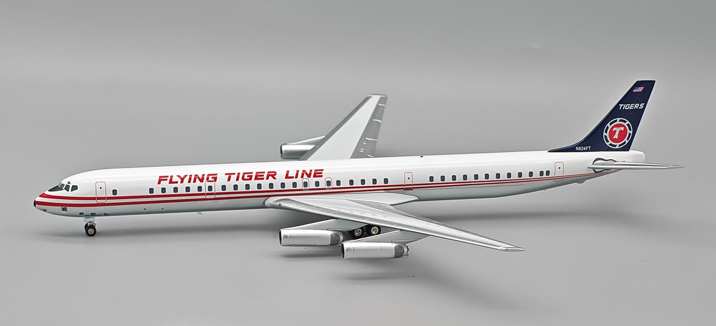 IF863FT1125P | InFlight200 | DC-8-63 Flying Tiger Line N624FT Polished with stand | is due October 2025