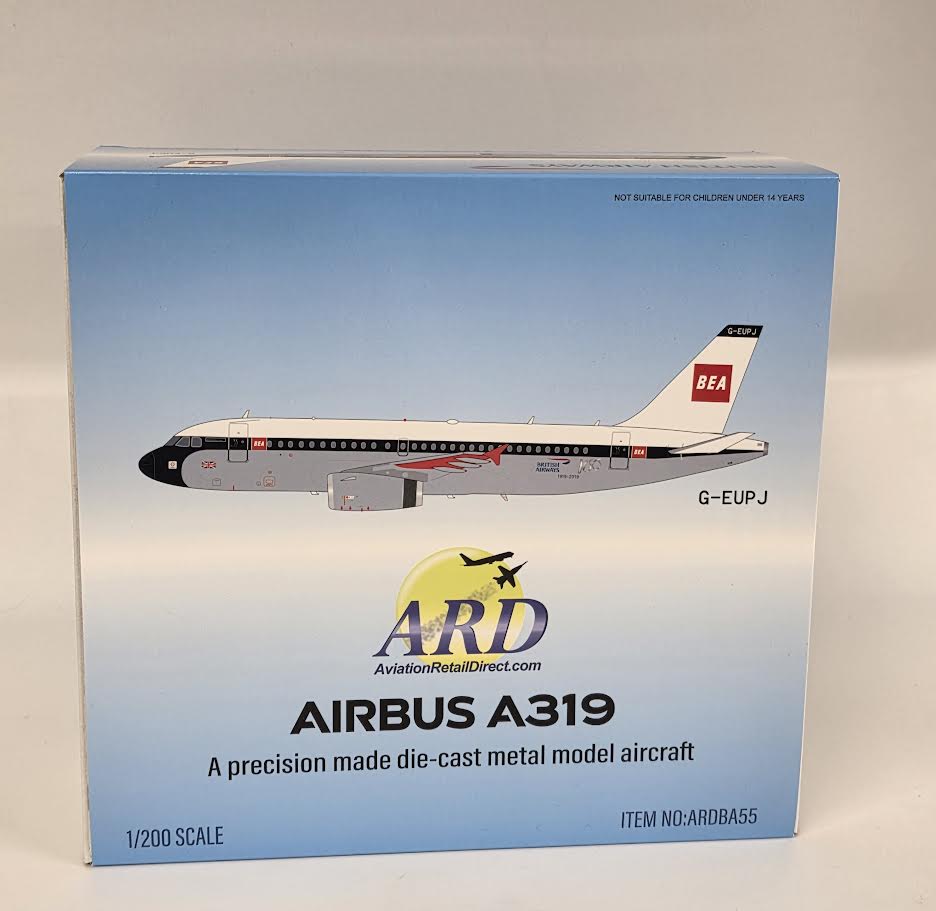 ARDBA55 | ARD Models 1:200 | Airbus A319 BEA livery celebrating 100 years of British Airways G-EUPJ (with stand)