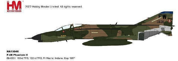 HA19046 | Hobby Master Military 1:72 | F-4E Phantom II 68-0531, 163rd TFS 122nd TFG, Ft Wayne Indiana May 1987