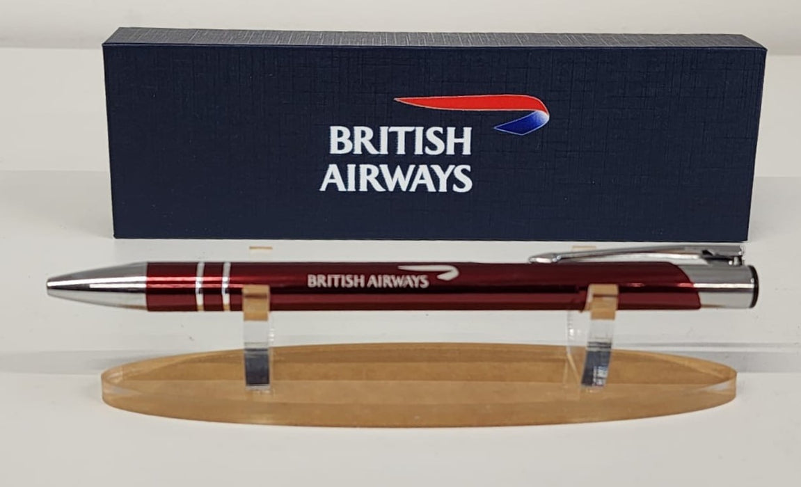 BAPENRED | Other Gifts | Laser engraved British Airways metal pen in Red (box & stand not included)