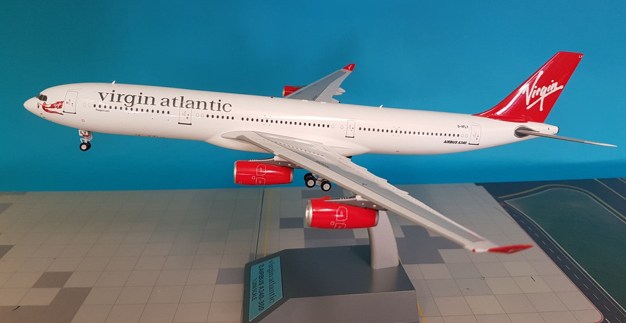 B-340-1116 | Blue Box 1:200 | Airbus A340-300 Virgin Atlantic G-VFLY, 'Dragon Lady' (with stand)