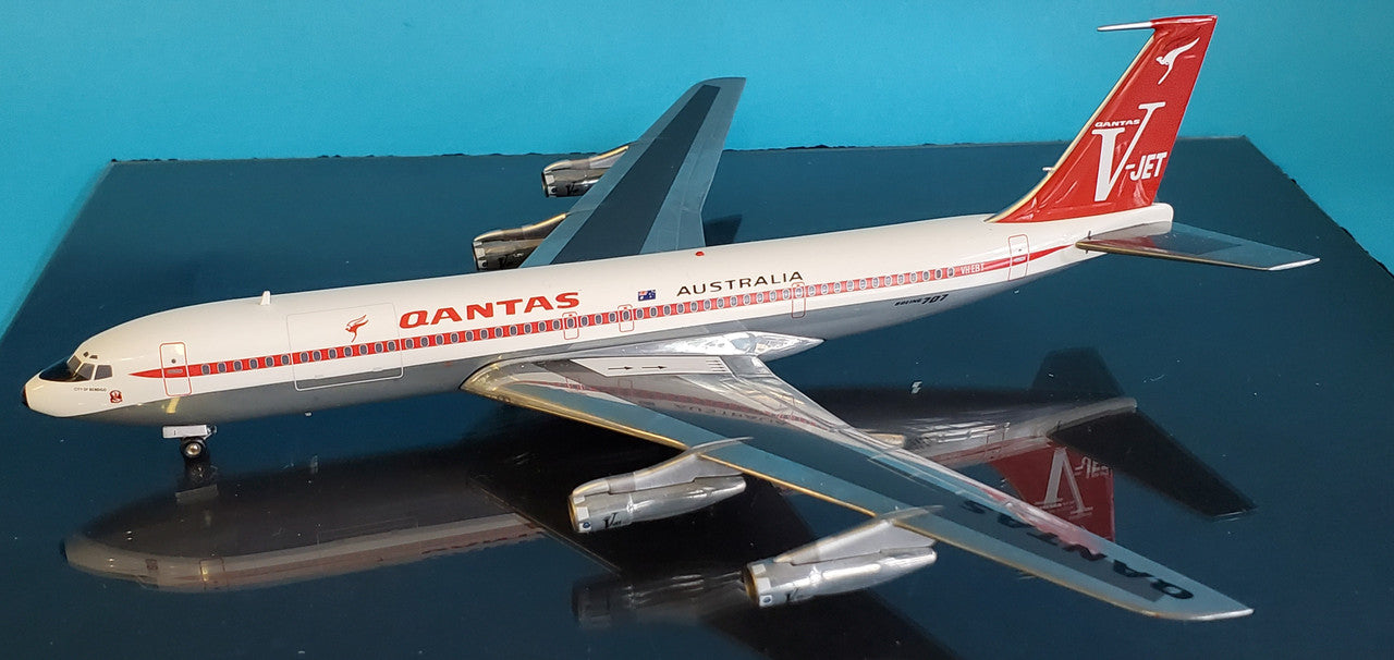 IF7071011BP | InFlight200 1:200 | Boeing 707-300 Qantas VH-EBT, 'V JET Australia' (polished) **PRE OWNED**