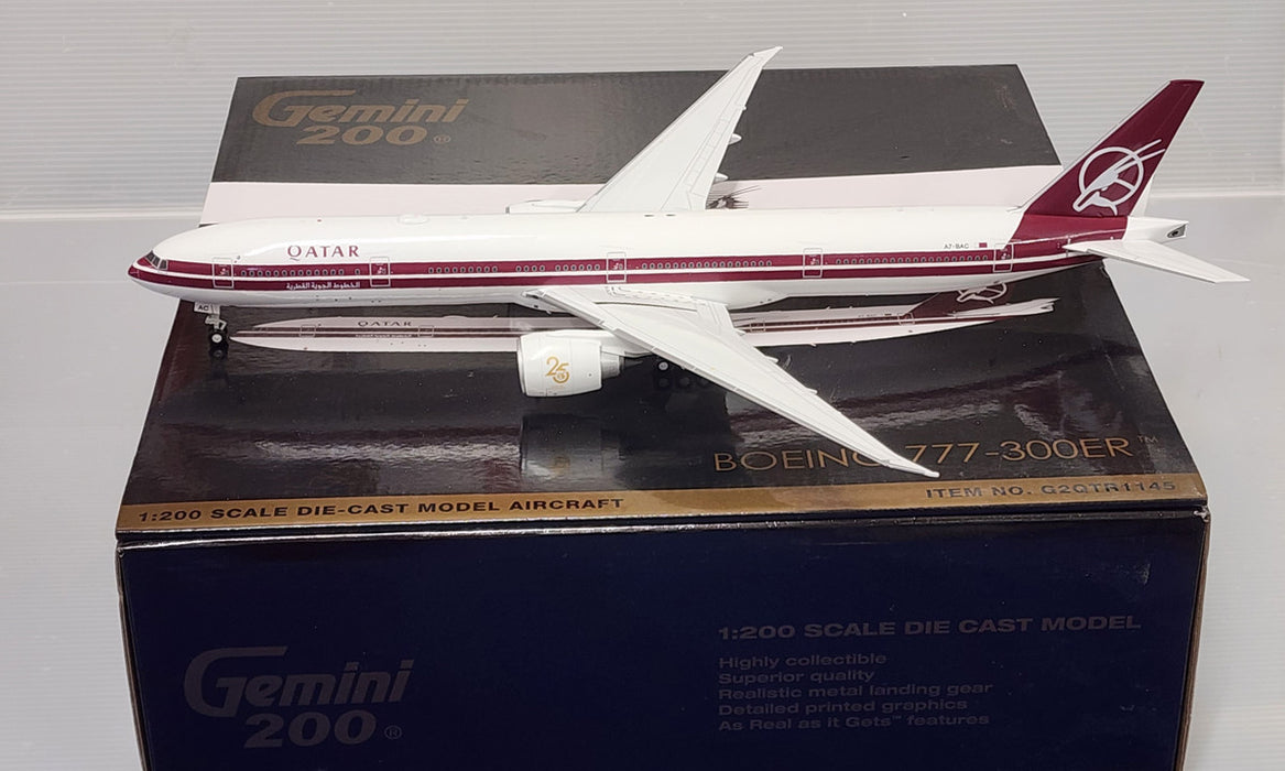 G2QTR1145 | Gemini200 1:200 | Boeing 777-300ER Qatar Airlines A7-BAC 25th Anniversary Retro