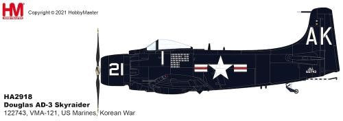 HA2918 | Hobby Master Military 1:72 | Douglas AD-3 Skyraider 122743 VMA-121 USMC 1942
