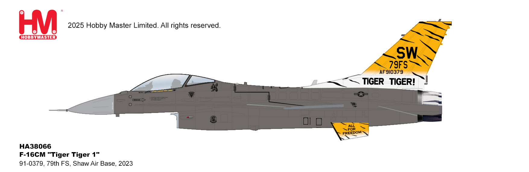 HA38066 | Hobby Master Military 1:72 | F-16CM Tiger Tiger 1 91-0379, 79th FS, Shaw Air Base, 2023 | is due August 2025
