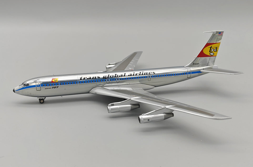 B-707-AIRPORT-55-P | Blue Box 1:200 | Boeing 707-300, Trans Global Airlines N324F | was due February 2025