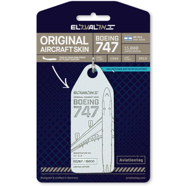 AVTAG4XELA | Aircraft Skin Tags | Original Aircraft Skin - Boeing 747-400 ELAL 4X-ELA
