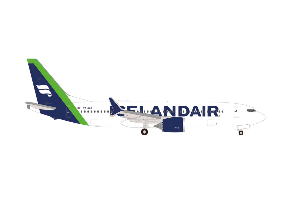 538466 | Herpa Wings 1:500 | Boeing 737 Max 8 Icelandair - green tail stripe - TF-ICP Landmannalaugar | is due June 2025