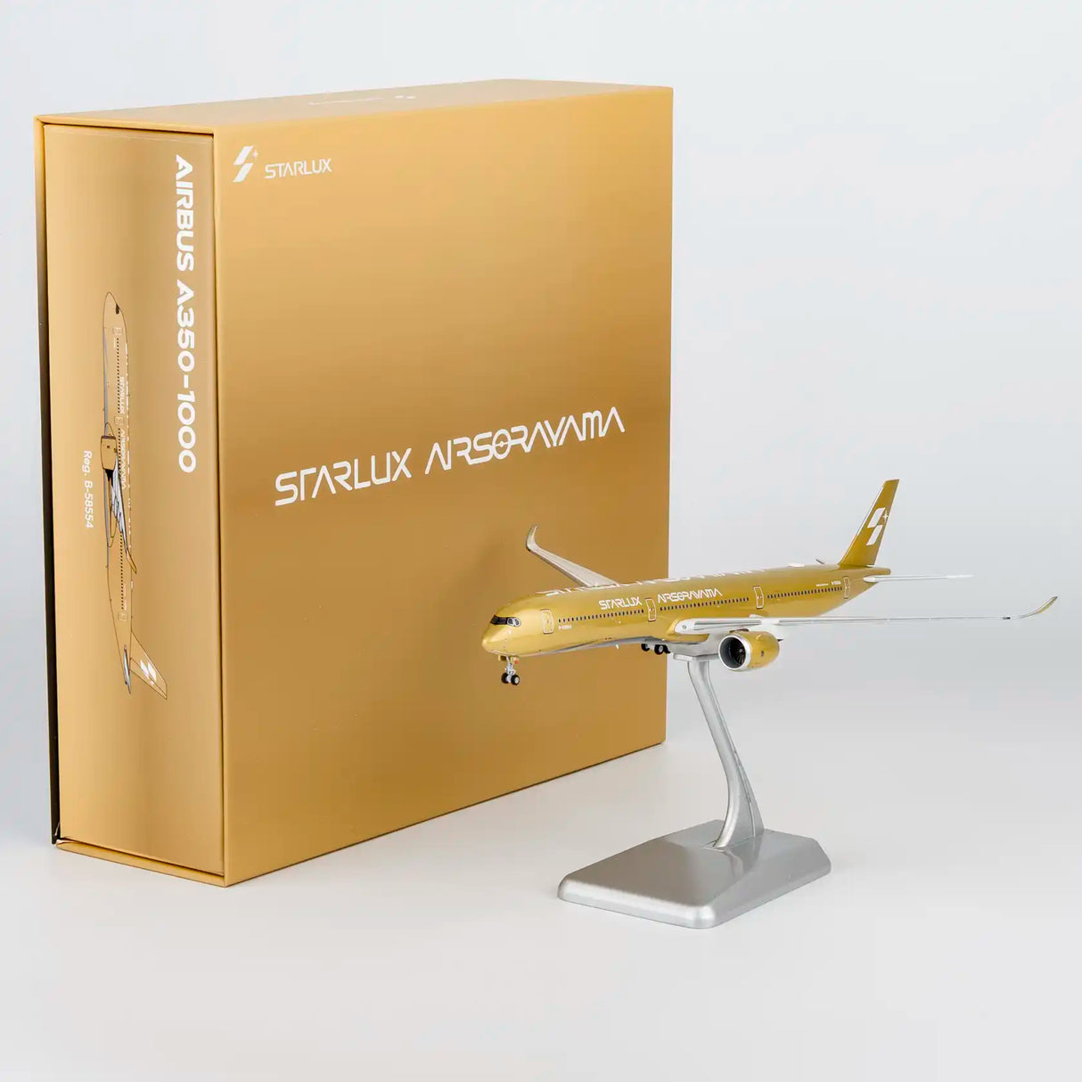 NG57047 | NG Models 1:400 | Airbus A350‑1000 Starlux Airlines B-58554 (Airsorayama Golden; Luxurious packaging) (with stand)