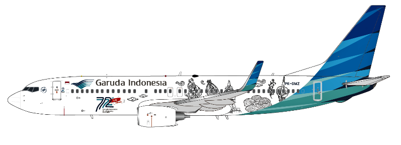 BT400-737-8-001 | Aviation 400 1:400 | Boeing 737-800 Garuda Indonesia PK-GMZ, '72nd Anniv.'