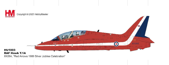 HU1003 | Hobby Master Military 1:72 | RAF Hawk T.1A XX264, Red Arrows 1989 Silver Jubilee Celebration | is due November 2025