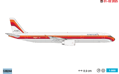 538244 | Herpa Wings 1:500 | Airbus A321 American Airlines PSA Heritage livery N582UW