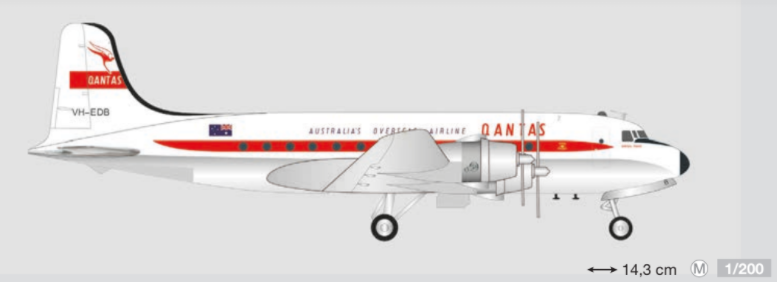 571555 | Herpa Wings 1:200 1:200 | Douglas DC-4 Qantas VH-EDB, 'Norfolk Trader'