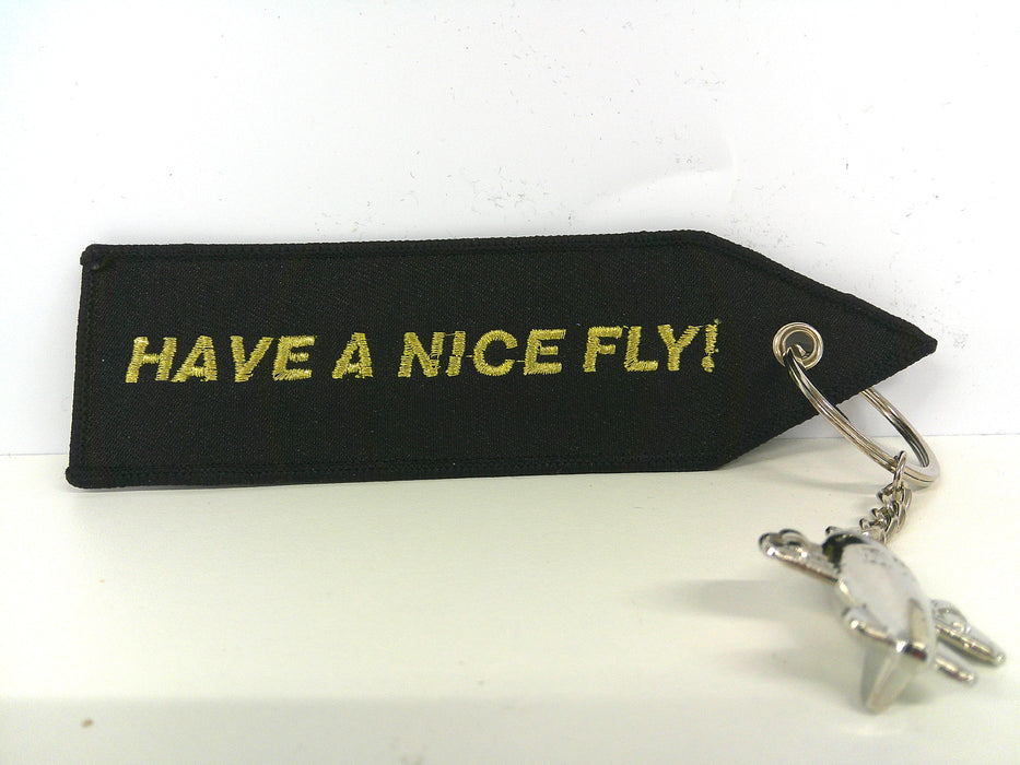 Key Tag Boeing 787 Black | Fabric Embriodered Key Tag | Have A Nice Fly!
