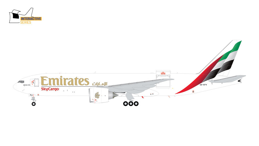 G2UAE1476 | GeminiJets 1:200 | Boeing 777-200LRF Emirates Skycargo A6-EFV (Interactive Series)