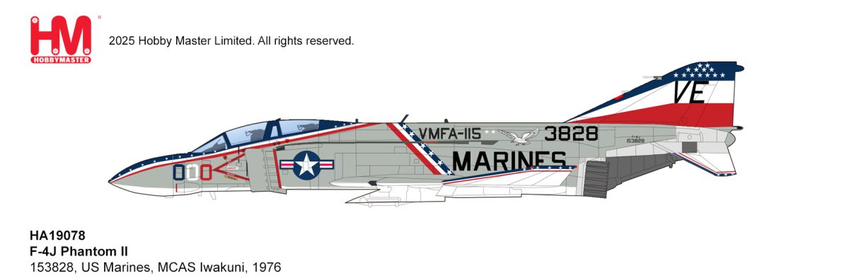 HA19078 | Hobby Master Military 1:72 | McDonnell Douglas F-4J Phantom II 153828, US Marines, MCAS Iwakuni, 1976 | is due September 2025