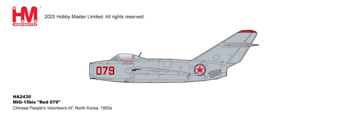 HA2430 | Hobby Master Military 1:72 | MIG-15bis Red 079 Chinese People's Volunteers AF, North Korea, 1950s | is due September 2025