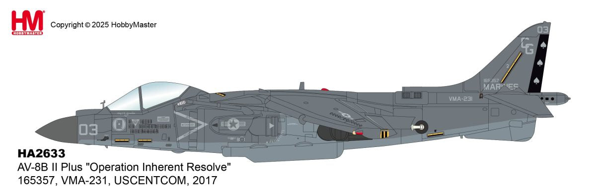HA2633 | Hobby Master Military 1:72 | AV-8B II Plus Operation Inherent Resolve 165357, VMA-231, USCENTCOM, 2017 | is due: August 2025
