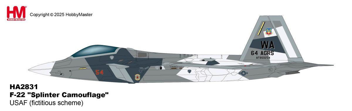 HA2831 | Hobby Master Military 1:72 | F-22 Splinter Camouflage USAF (fictitious scheme) | is due August 2025