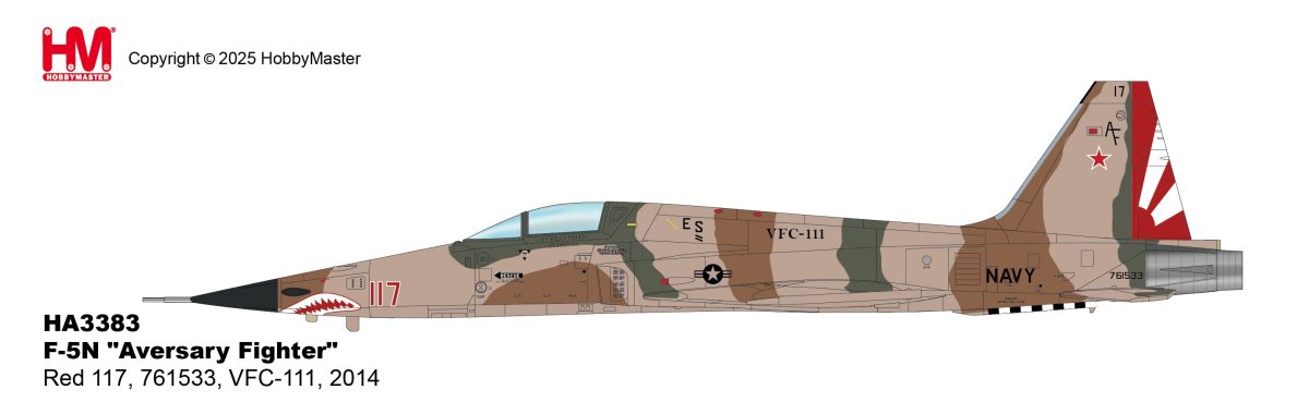 HA3383 | Hobby Master Military 1:72 | Northrop F-5N Adversary Fighter Red 117, 761533, VFC-111, 2014 | is due October 2025