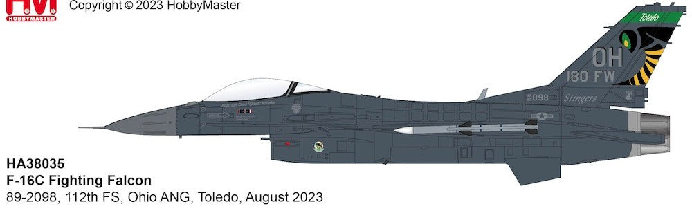 HA38035 | Hobby Master Military 1:72 | F-16C Fighting Falcon 89-2098, 112th FS, Ohio ANG, Toledo, August 2023