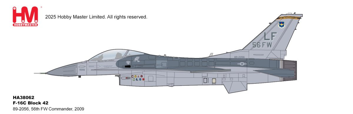 HA38062 | Hobby Master Military 1:72 | Hobbymaster Lockheed F-16C Block 42 89-2056, 56th FW Commander, 2009 | is due September 2025