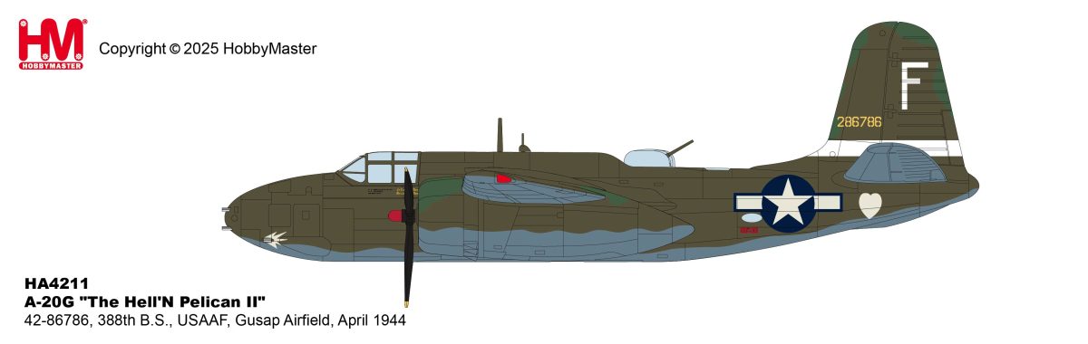 HA4211 | Hobby Master Military 1:72 | Douglas A-20G “The Hell’N Pelican II” 42-86786, 388th BS, USAAF, Gusap Airfield, April 1944 | is due September 2025