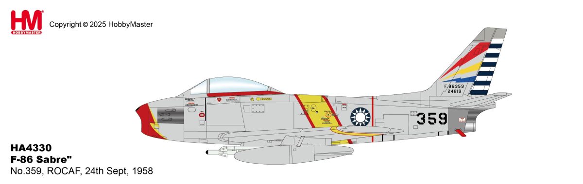 HA4330 | Hobby Master Military 1:72 | F-86 Sabre No.359, ROCAF, 24th Sept, 1958 | is due November 2025