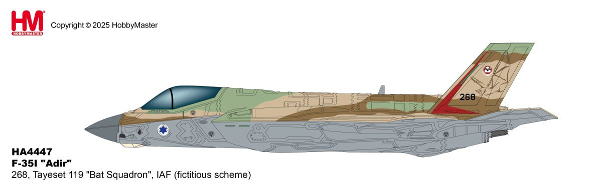 HA4447 | Hobby Master Military 1:72 | F-35I Adir 268, Tayeset 119 Bat Squadron, IAF (fictitious scheme) | is due November 2025
