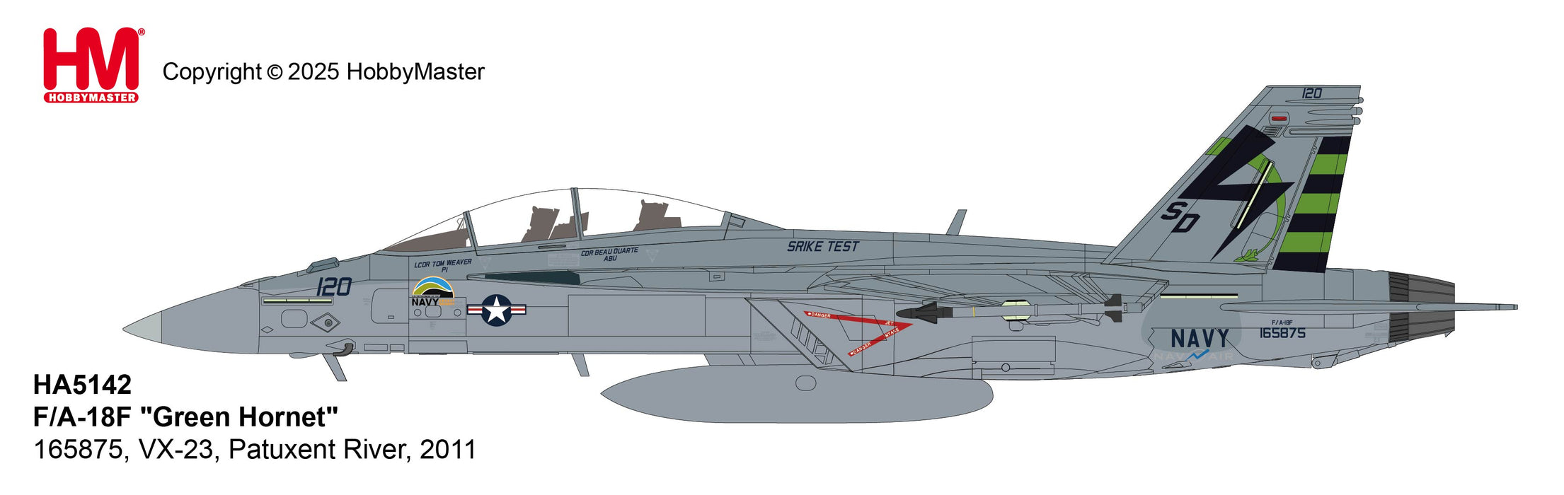 HA5142 | Hobby Master Military 1:72 | General Dynamics F/A-18F Super Hornet Green Hornet 165875, VX-23, Patuxent River, 2011 | is due September 2025