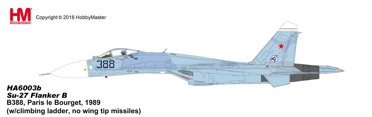 HA6003b | Hobby Master Military 1:72 | Su-27 Flanker B B388, Paris le Bourget, 1989 (w/climbing ladder, no wing tip missiles) | is due November 2025