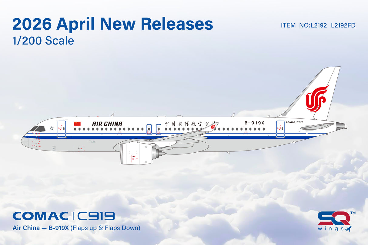 L2192FD | SQ Wings 1:200 | COMAC C919 Air China B-919X Flaps Down | is due June 2026