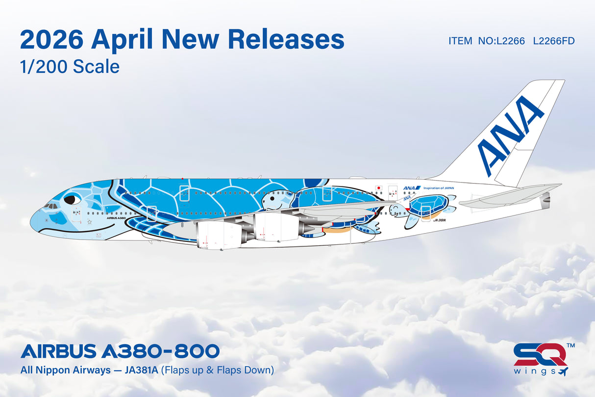 L2266FD | SQ Wings 1:200 | Airbus A380 ANA JA381A Flaps Down | is due June 2026