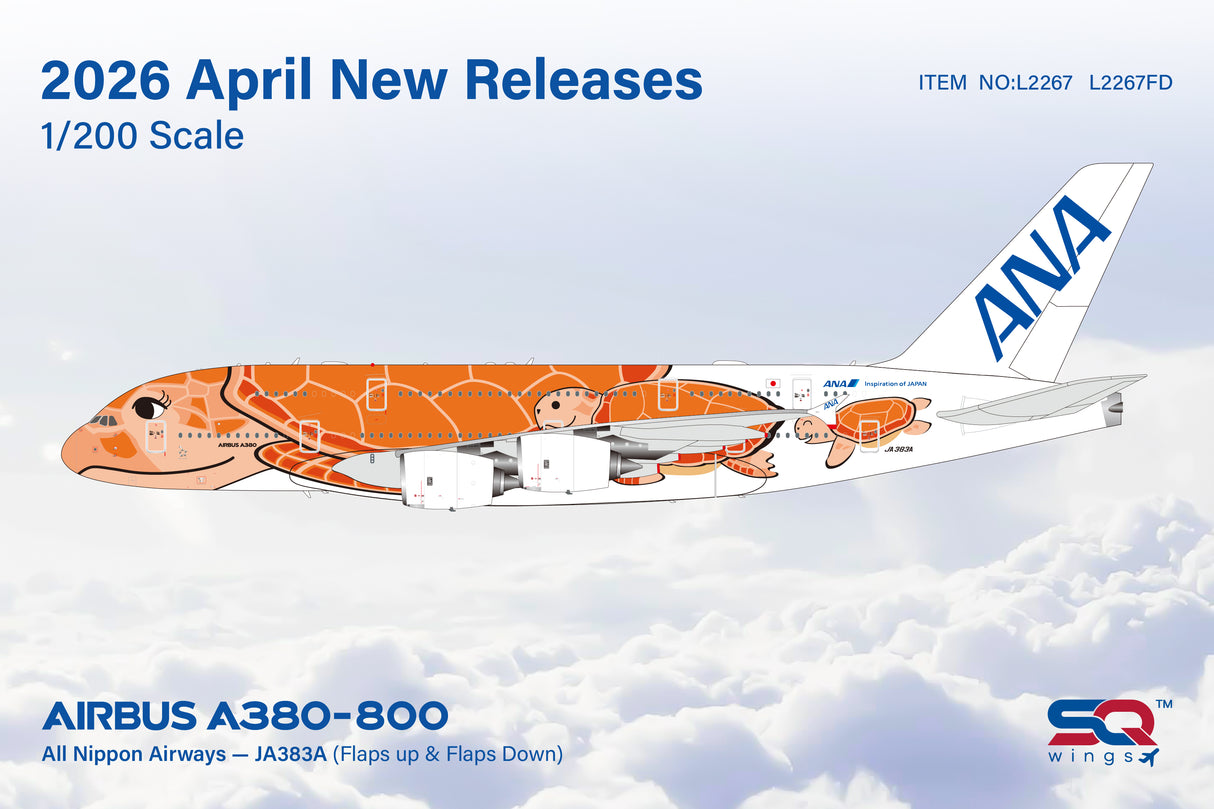 L2267FD | SQ Wings 1:200 | Airbus A380 ANA JA383A Flaps Down | is due June 2026