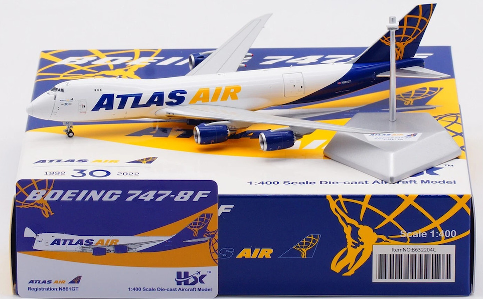 B632204C | HX Models 1:400 | Boeing B747-8F Atlas Air N862GT Interactive Version | is due July 2025