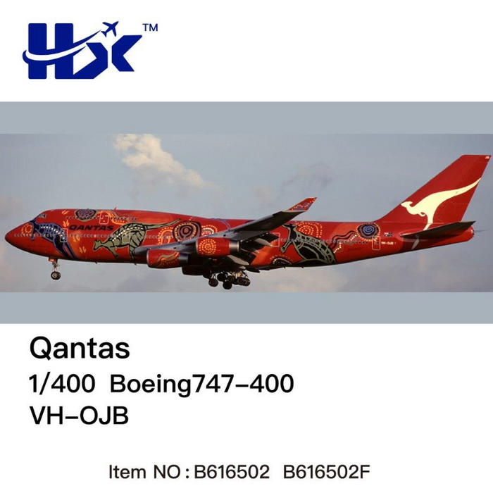B616502F | HX Models 1:400 | Boeing 747-400 Qantas VH-OJB 'Wunala Dreaming' Flaps Down | is due November 2025