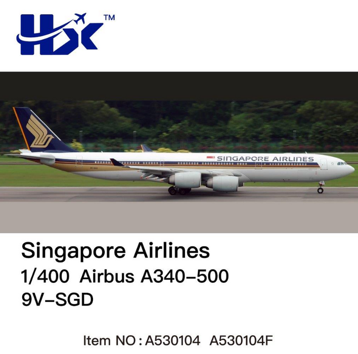 A530104 | HX Models 1:400 | Airbus A340-500 Singapore Airlines 9V-SGD | is due November 2025