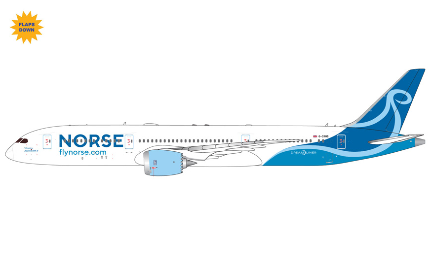 GJUBT2373F | GeminiJets 1:400 | Boeing 787-9 Dreamliner Norse Atlantic Airways UK G-CKWS Flaps Down | is due October 2025