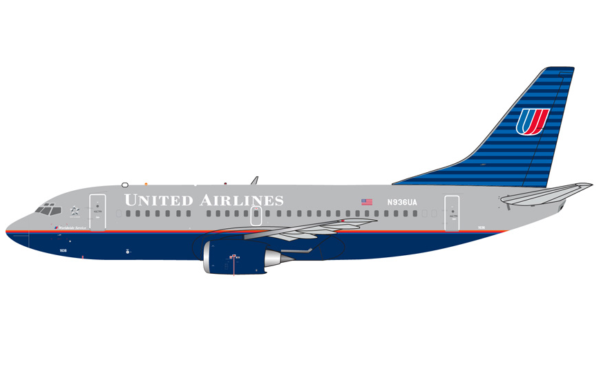 GJUAL2348 | GeminiJets 1:400 | Boeing 737-500 United Airlines N936UA (battleship livery) | is due October 2025