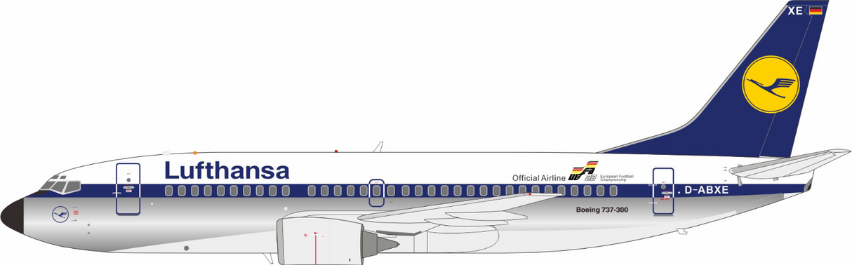 JF-737-3-001P | Jfox Models 1:200 | Boeing 737-300 737-300 Lufthansa UEFA D-ABXE | is due November 2025