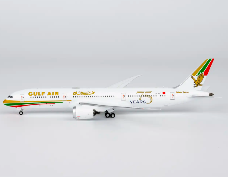 NG55156 | NG Models 1:400 | Boeing 787-9 Dreamliner Gulf Air A9C-FG 1976 retro cs, "75 Years" sticker