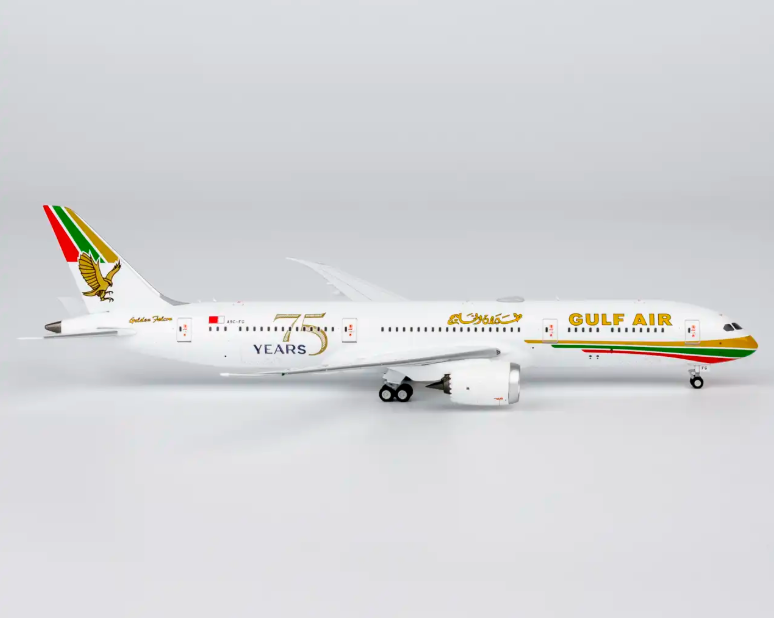 NG55156 | NG Models 1:400 | Boeing 787-9 Dreamliner Gulf Air A9C-FG 1976 retro cs, "75 Years" sticker