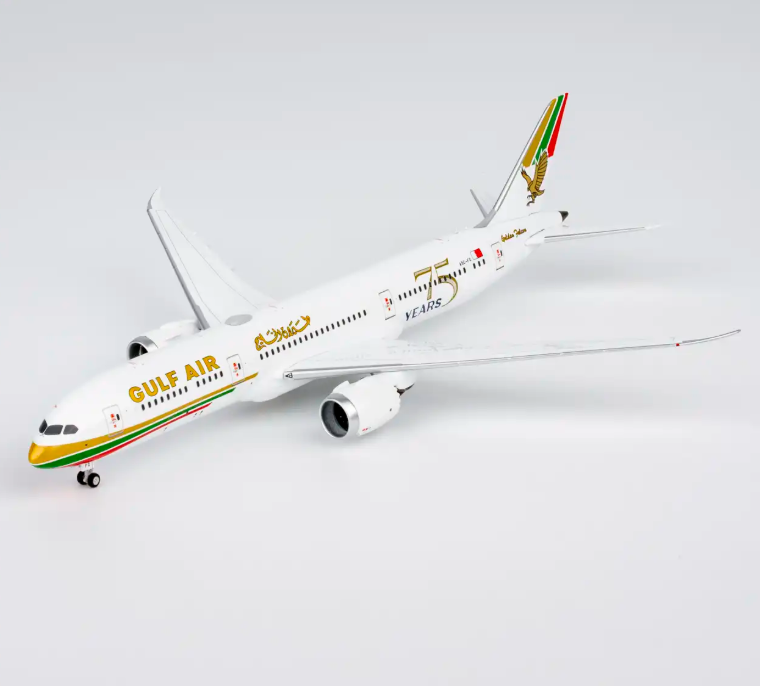 NG55156 | NG Models 1:400 | Boeing 787-9 Dreamliner Gulf Air A9C-FG 1976 retro cs, "75 Years" sticker