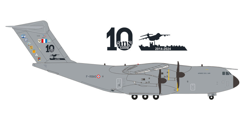 573771 | Herpa Wings 1:200 | A400M French Air Force - Escadron de Transport 1/61 Touraine - Base aérienne 123 - Orléans-Bricy 10 Years of  F-RBAQ | is due July 2025
