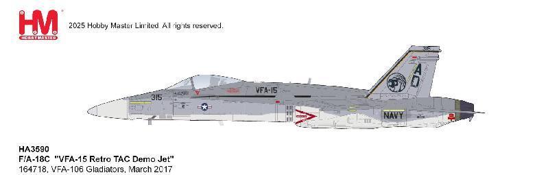 HA3590 | Hobby Master Military 1:72 | General Dynamics F/A-18C VFA-15 Retro TAC Demo Jet