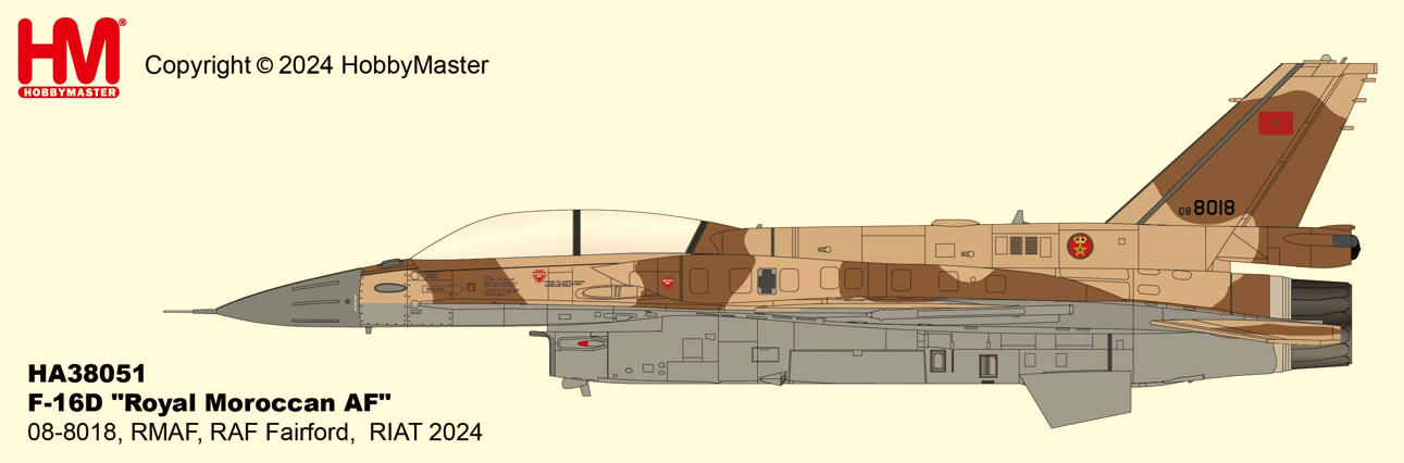 HA38051 | Hobby Master Military 1:72 | Lockheed F-16D Royal Moroccan AF 08-8018, RMAF, RAF Fairford, RIAT 2024