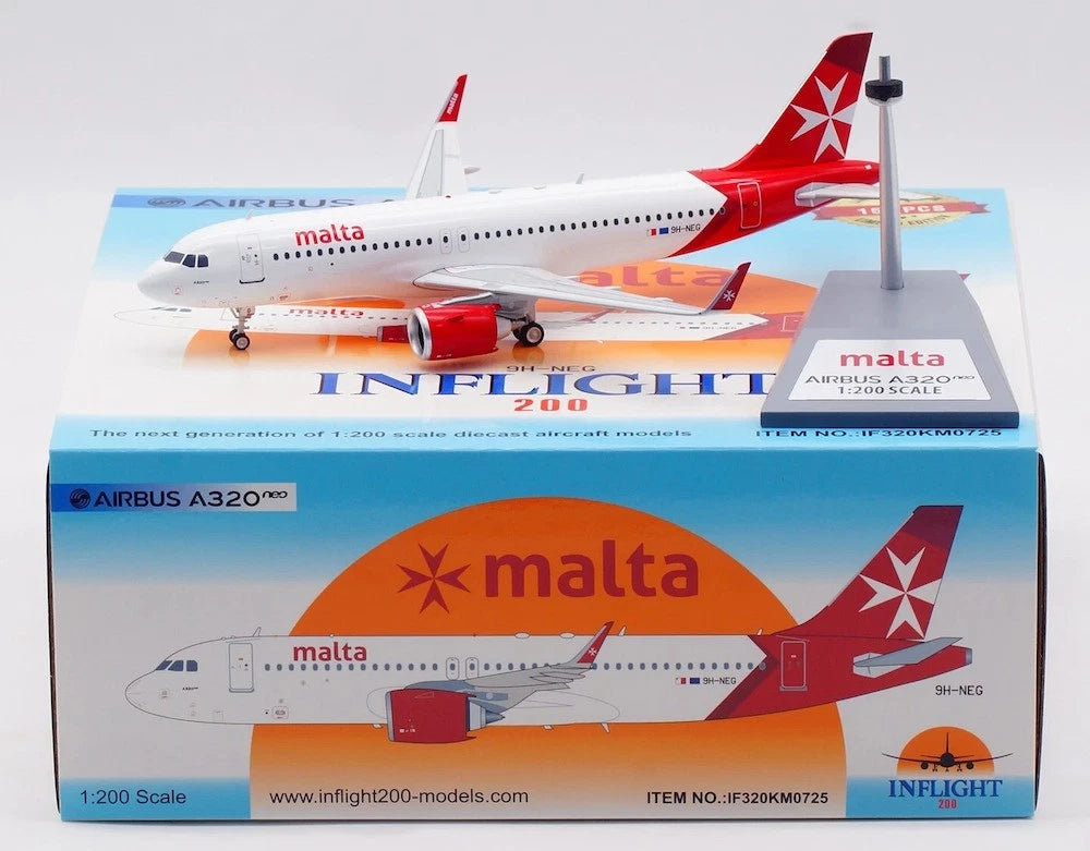IF320KM0725 | InFlight200 1:200 | Airbus A320-251N KM Malta Airlines 9H-NEG with stand
