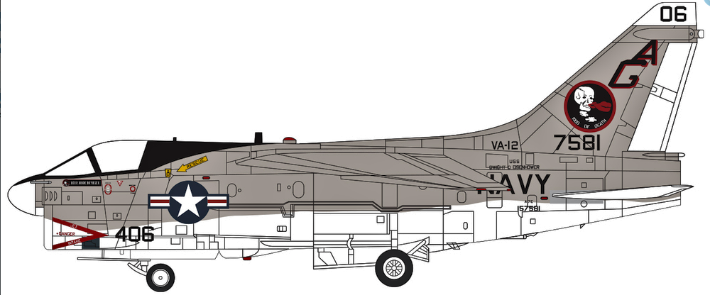 CW001646 | Century Wings 1:72 | Vought A-7E Corsair II US Navy 157581 VA-12 'Flying Ubangis' AG406 1979