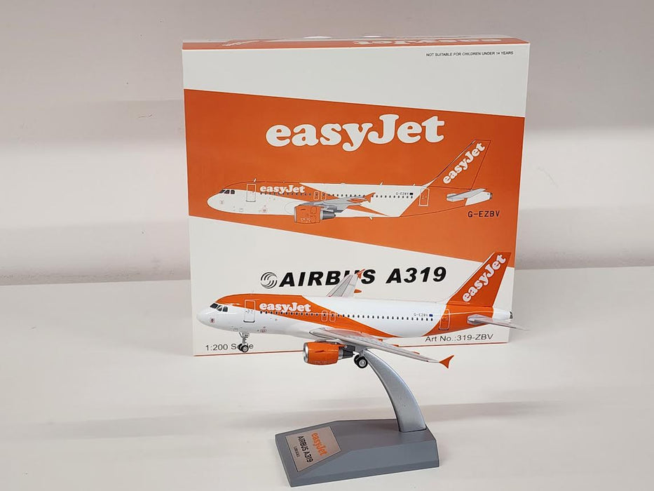 319-ZBV | Blue Box 1:200 | Airbus A319-111 EasyJet G-EZBV (with stand)