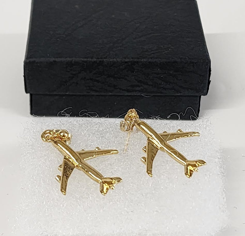 CL747EAR | Clivedon Collection Earings | Boeing 747-400 22ct Gold plated Earrings